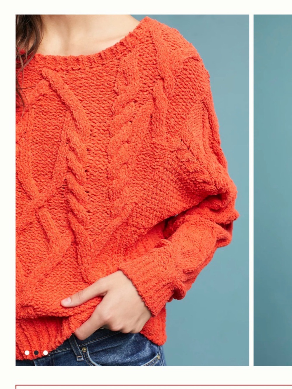 Anthropologie Sleeping on Snow Cabled Chenille Pullover